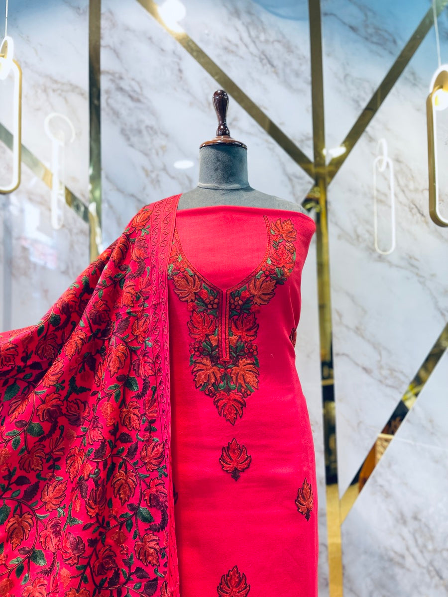 winter dress material for ladies MAROON Safaa Viscose Acrylic Wool Women Suit Dress Material For Winter at 850/piece in Ludhiana