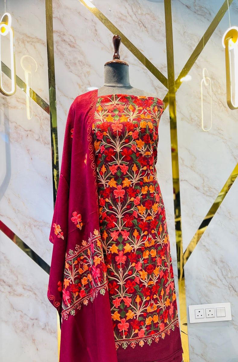 Heavy Kashmiri Embroidered Winter Suit