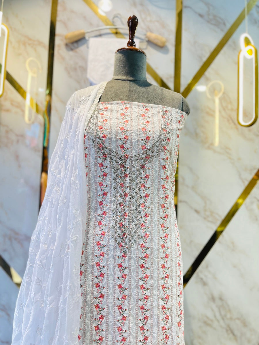 chicken cotton dress material Chikan Dress Material