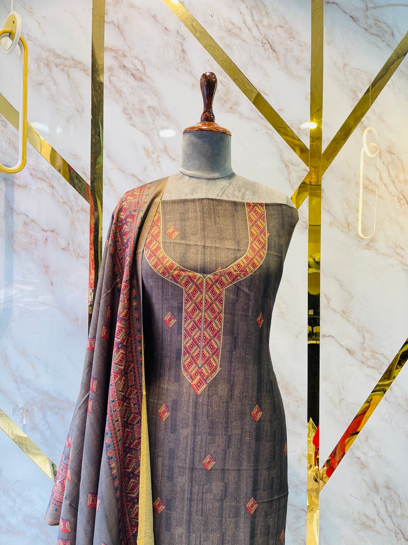 Premium kashmiri  Pashmina kani print Suit