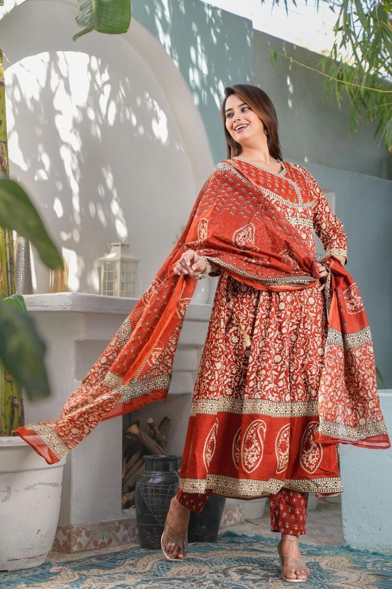 Premium Cotton Readymade Anarkali Suit❤️