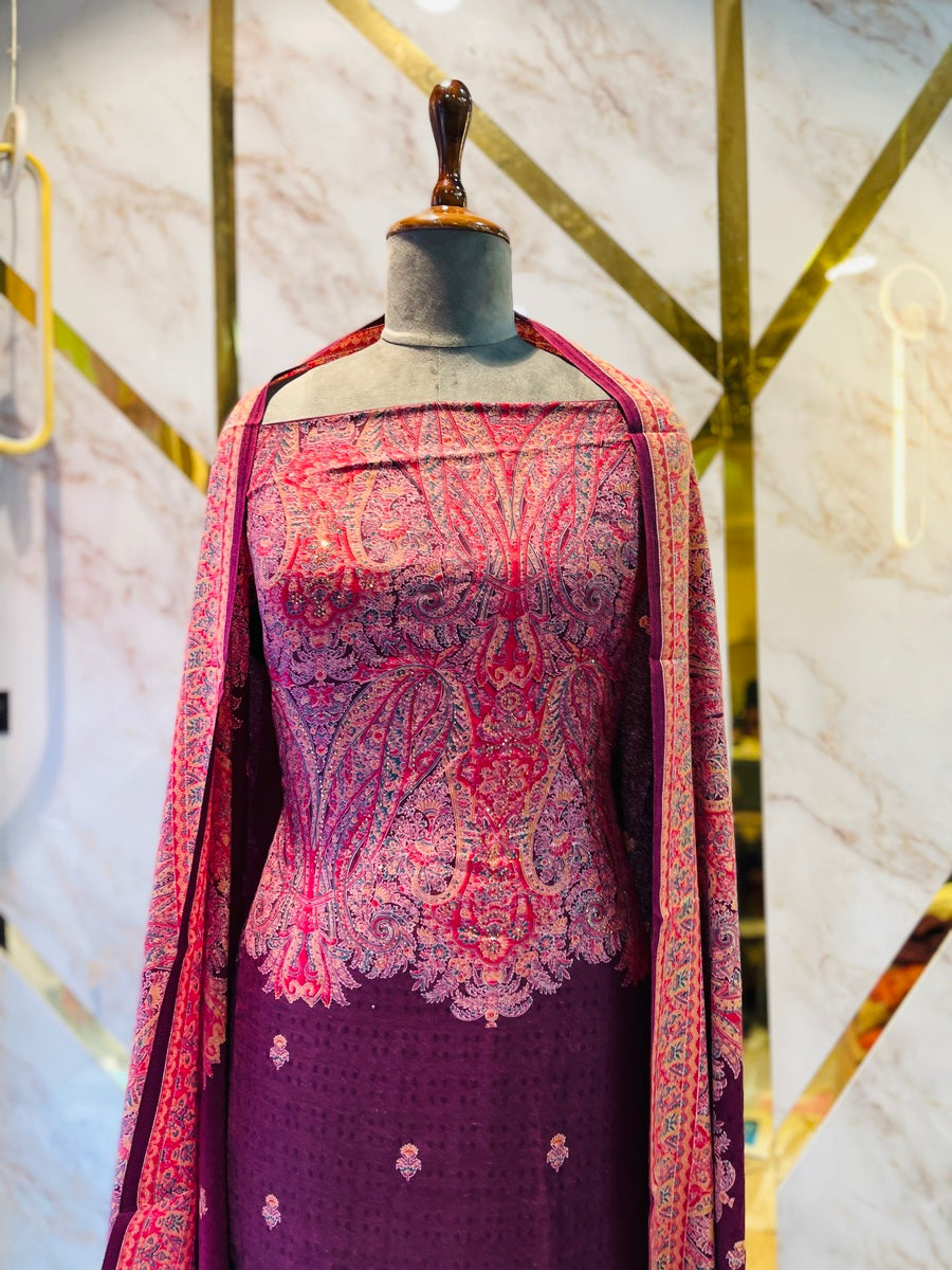 Premium kashmiri  Pashmina kani print Suit