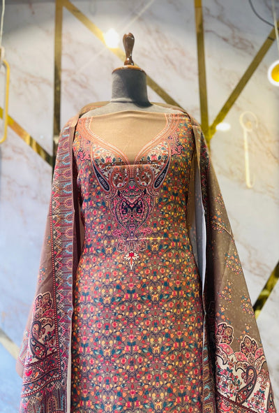 Premium kashmiri  Pashmina kani print Suit