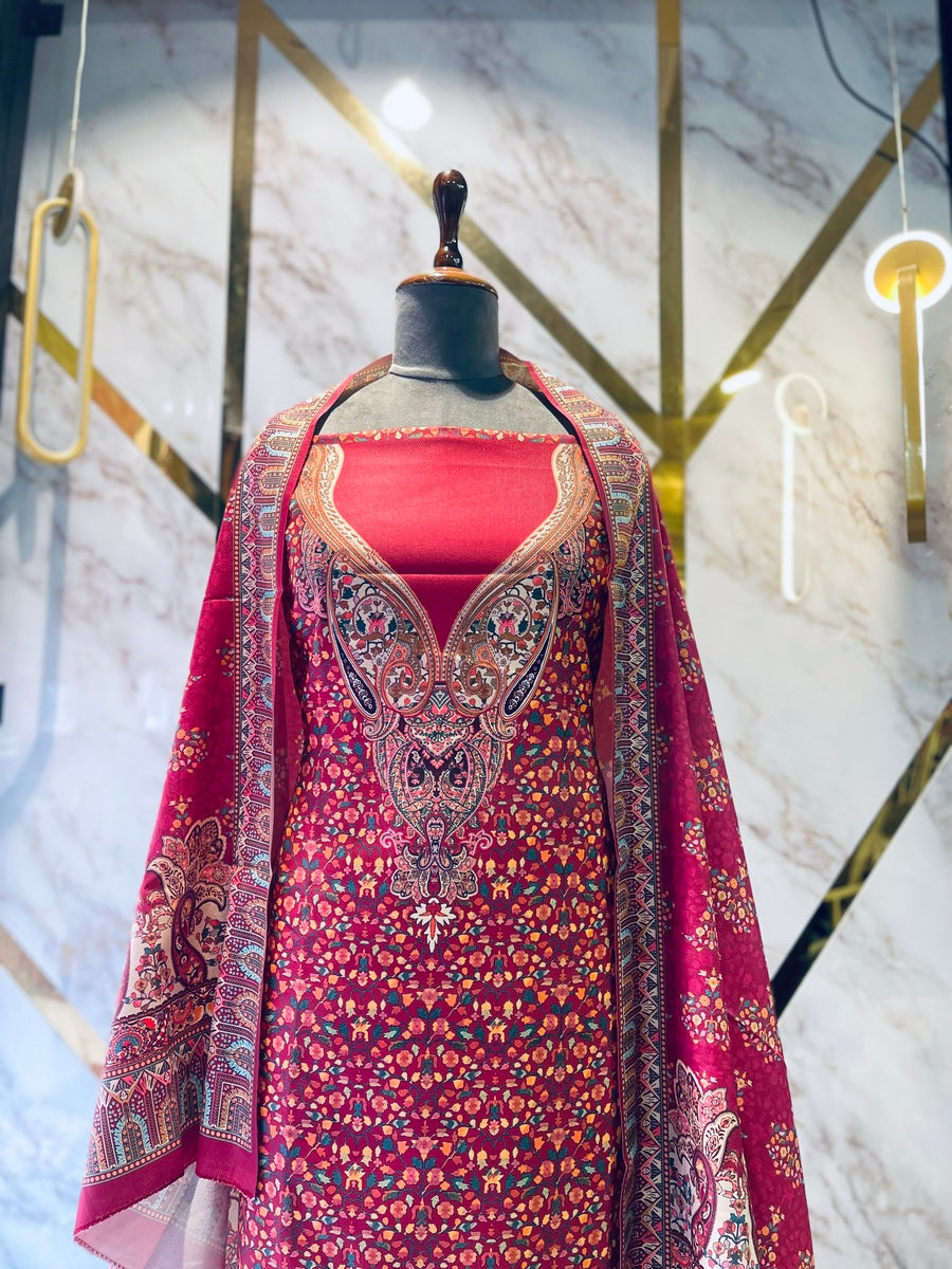 Premium kashmiri  Pashmina kani print Suit