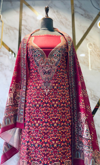 Premium kashmiri  Pashmina kani print Suit