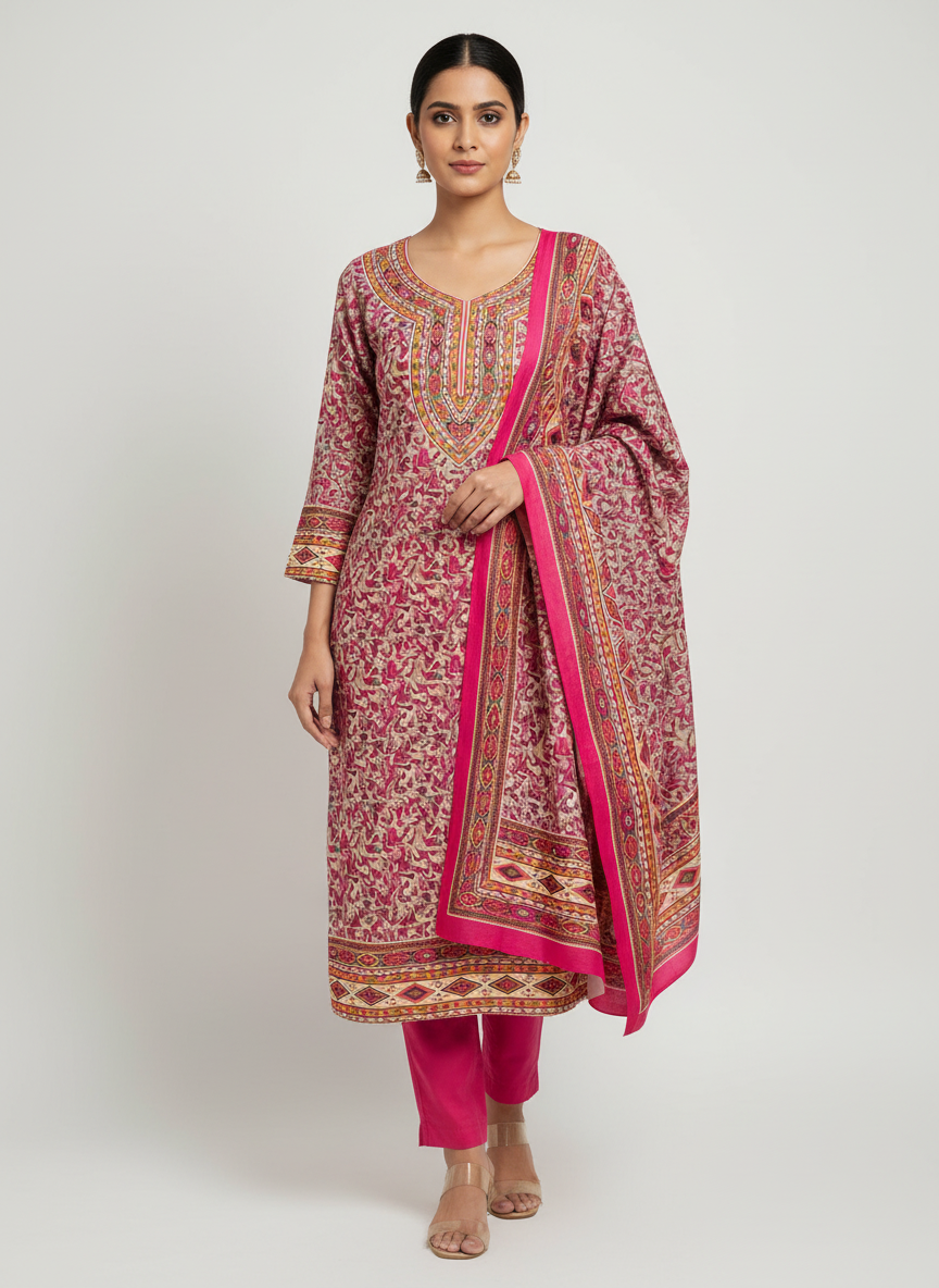 Premium kashmiri  Pashmina kani print Suit
