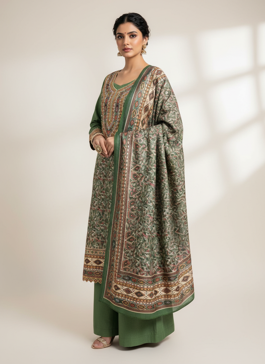 Premium kashmiri  Pashmina kani print Suit