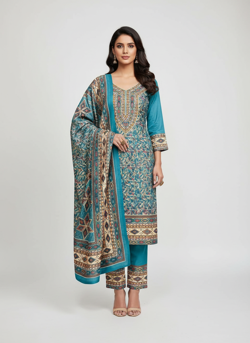 Premium kashmiri  Pashmina kani print Suit