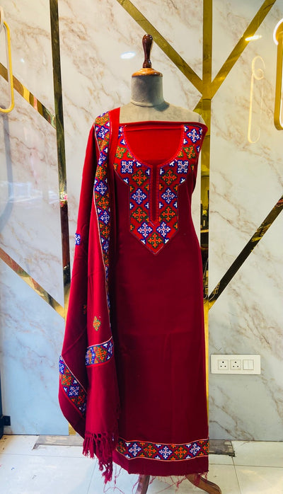 Pure winter 🥶 kinnauri (hand made ) suit( 4 side work)