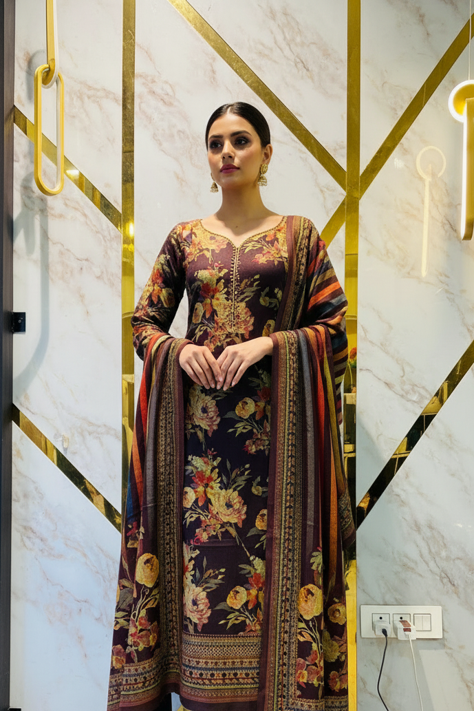 Premium Shimar Pashmina kani print Suit