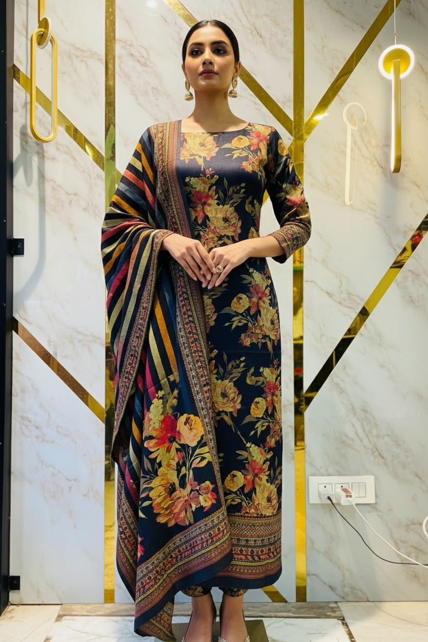 Premium Shimar Pashmina kani print Suit