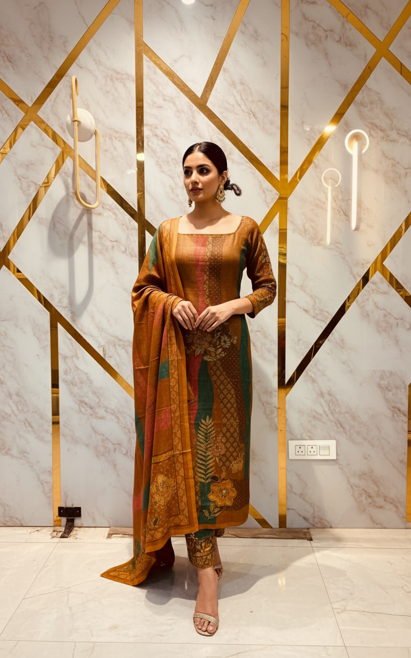 Premium Shimar Pashmina kani print Suit