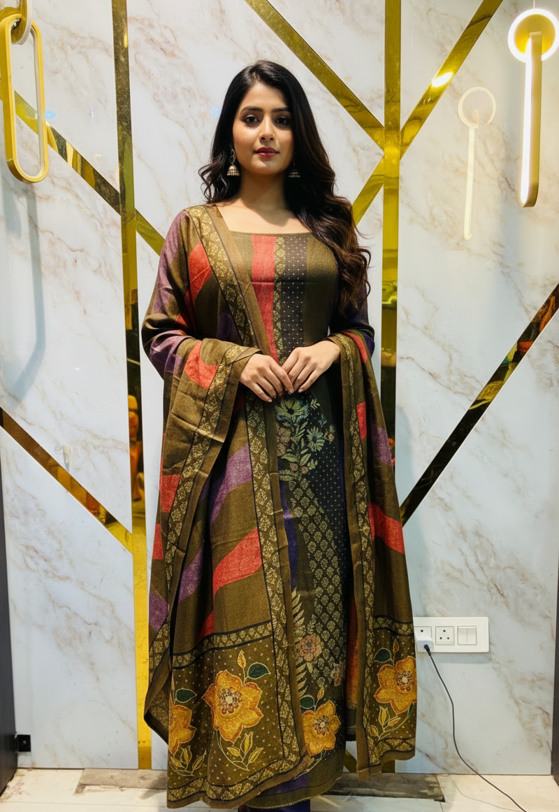 Premium Shimar Pashmina kani print Suit