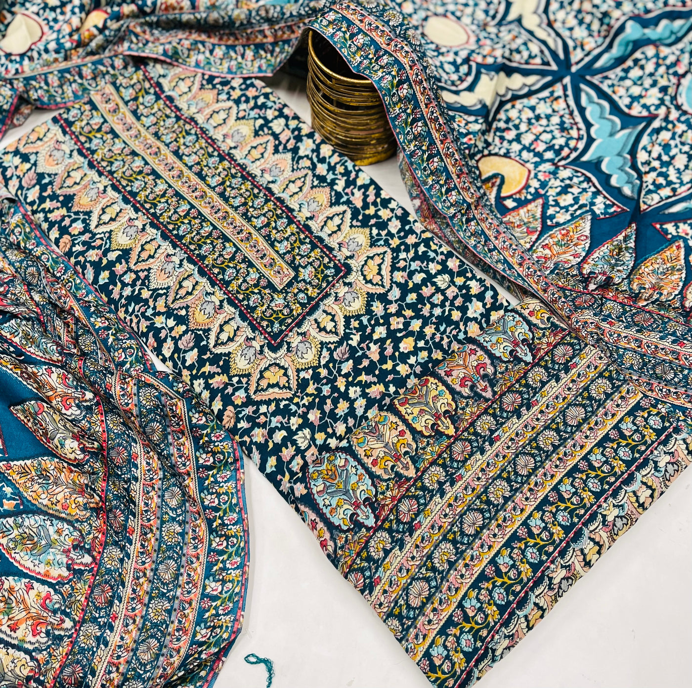 kashmiri  winter kani print Suit