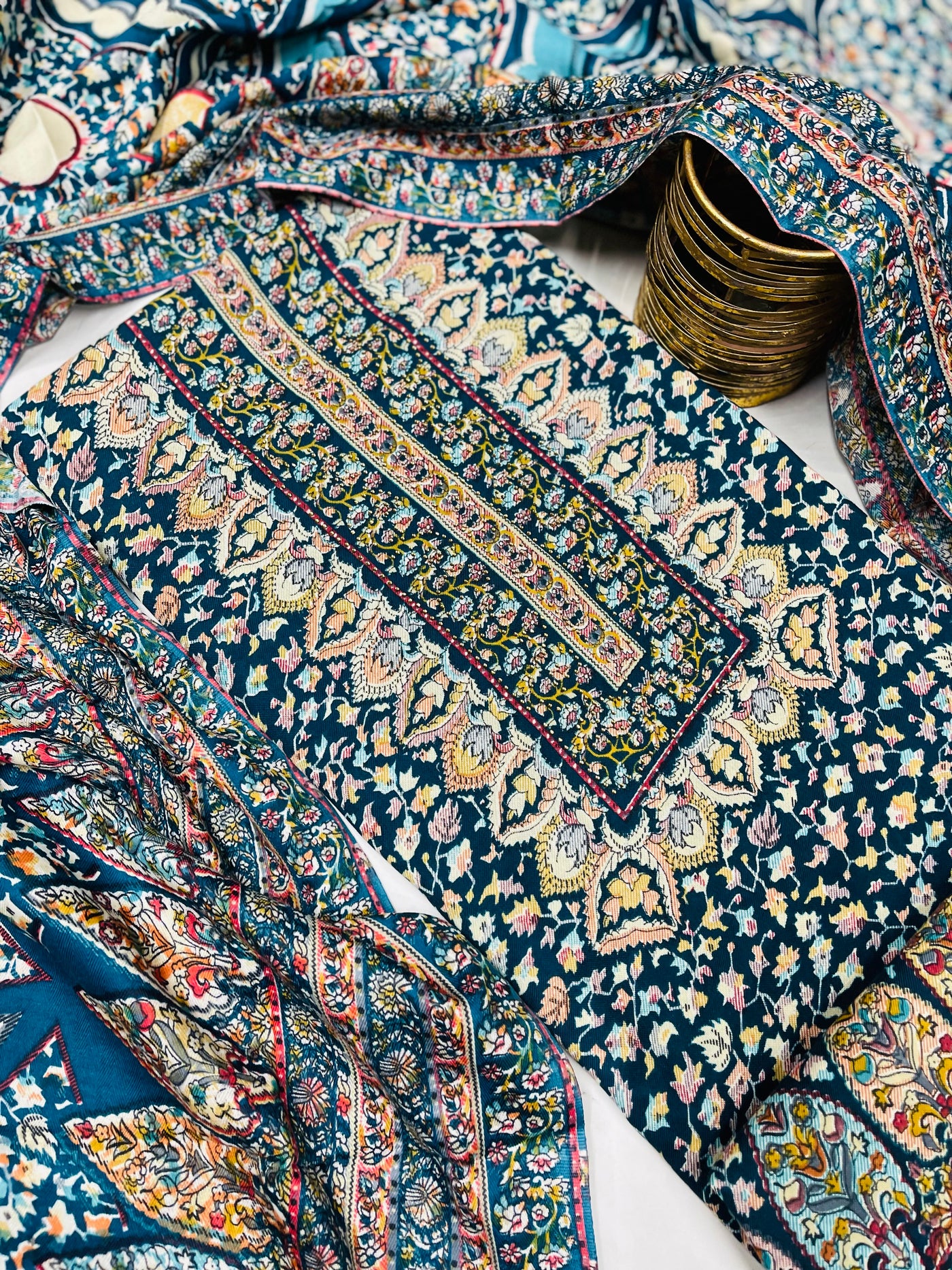 kashmiri  winter kani print Suit