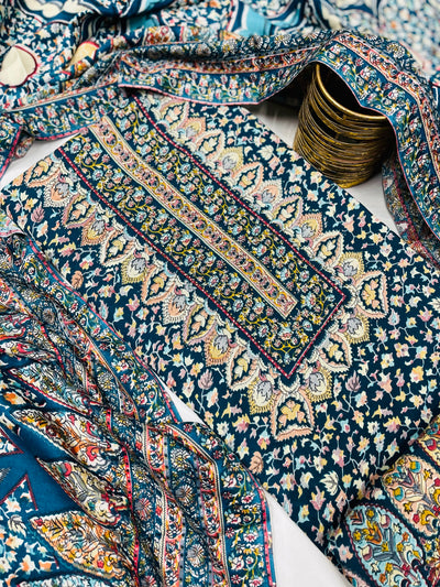 kashmiri  winter kani print Suit