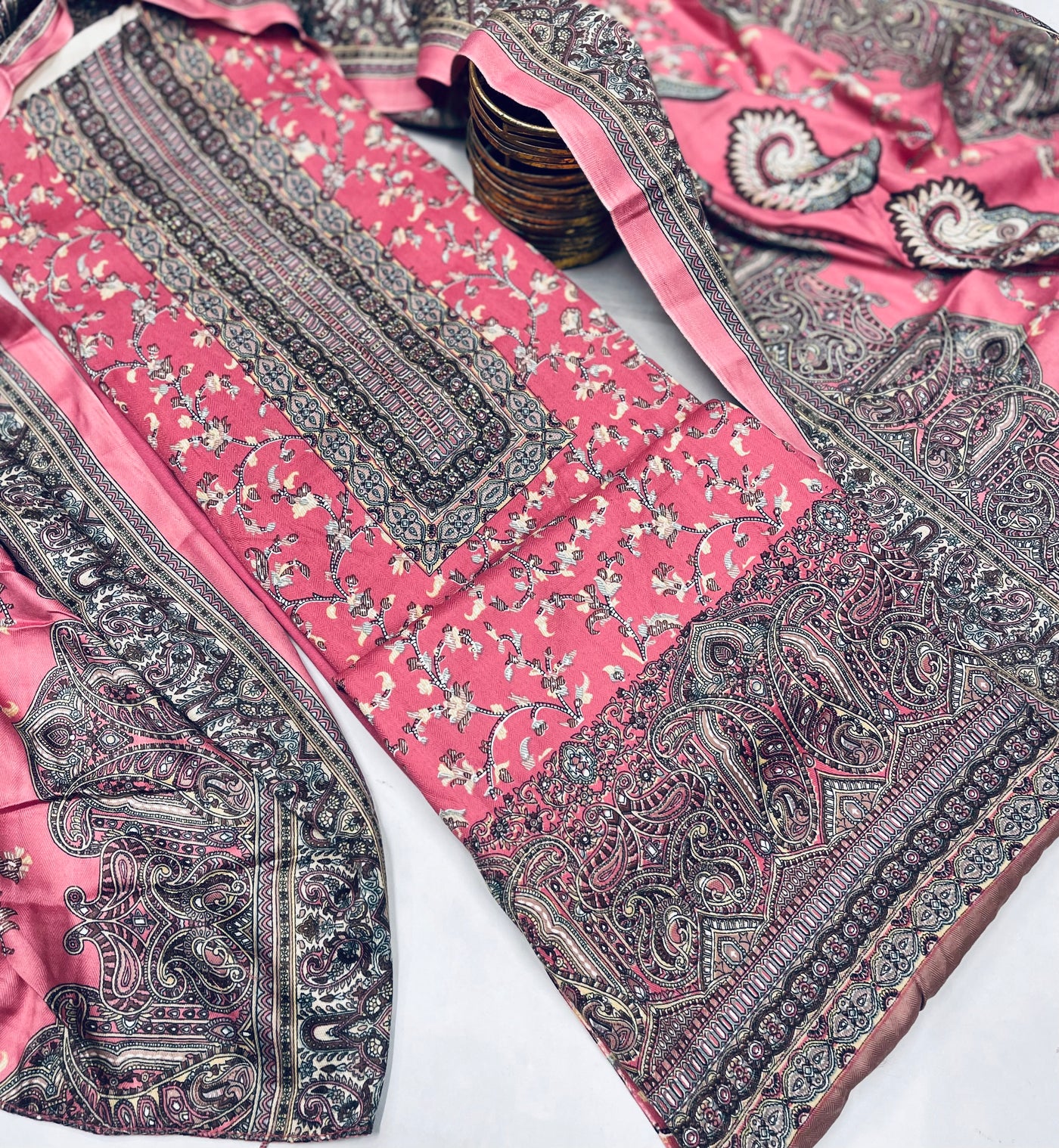 kashmiri  winter kani print Suit