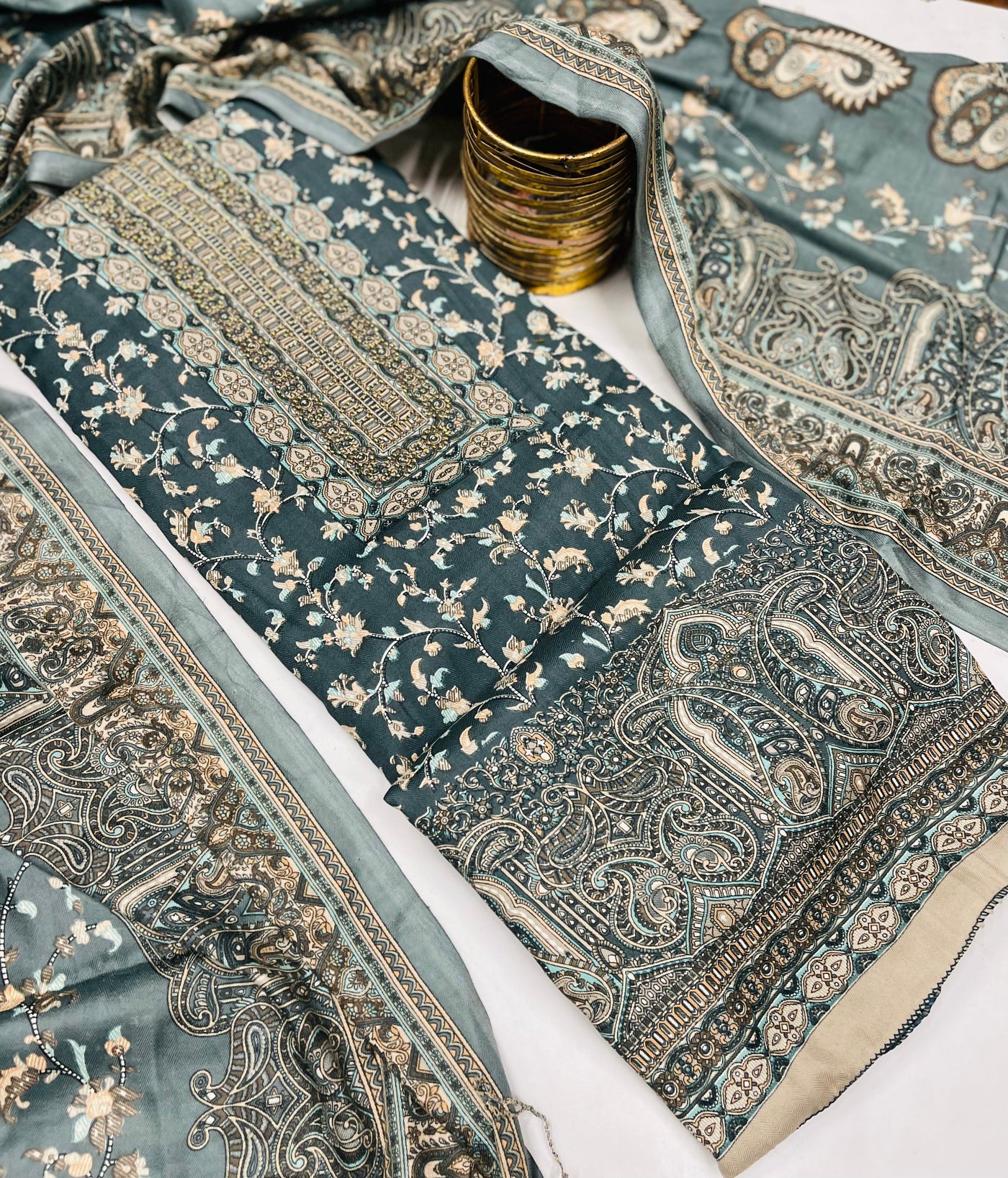 kashmiri  winter kani print Suit