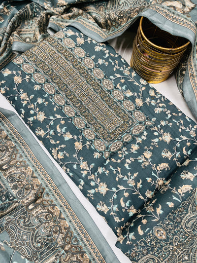 kashmiri  winter kani print Suit