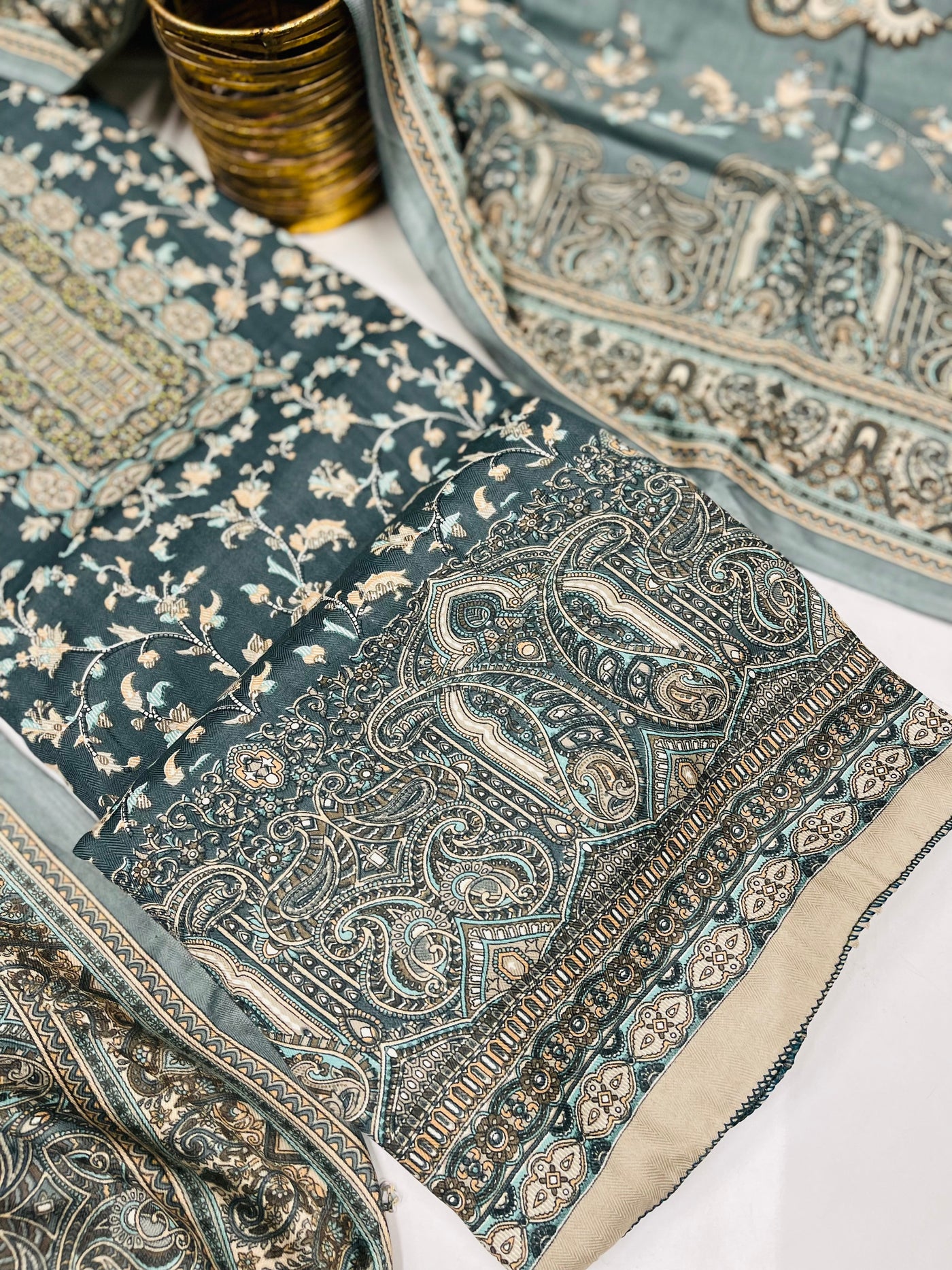 kashmiri  winter kani print Suit