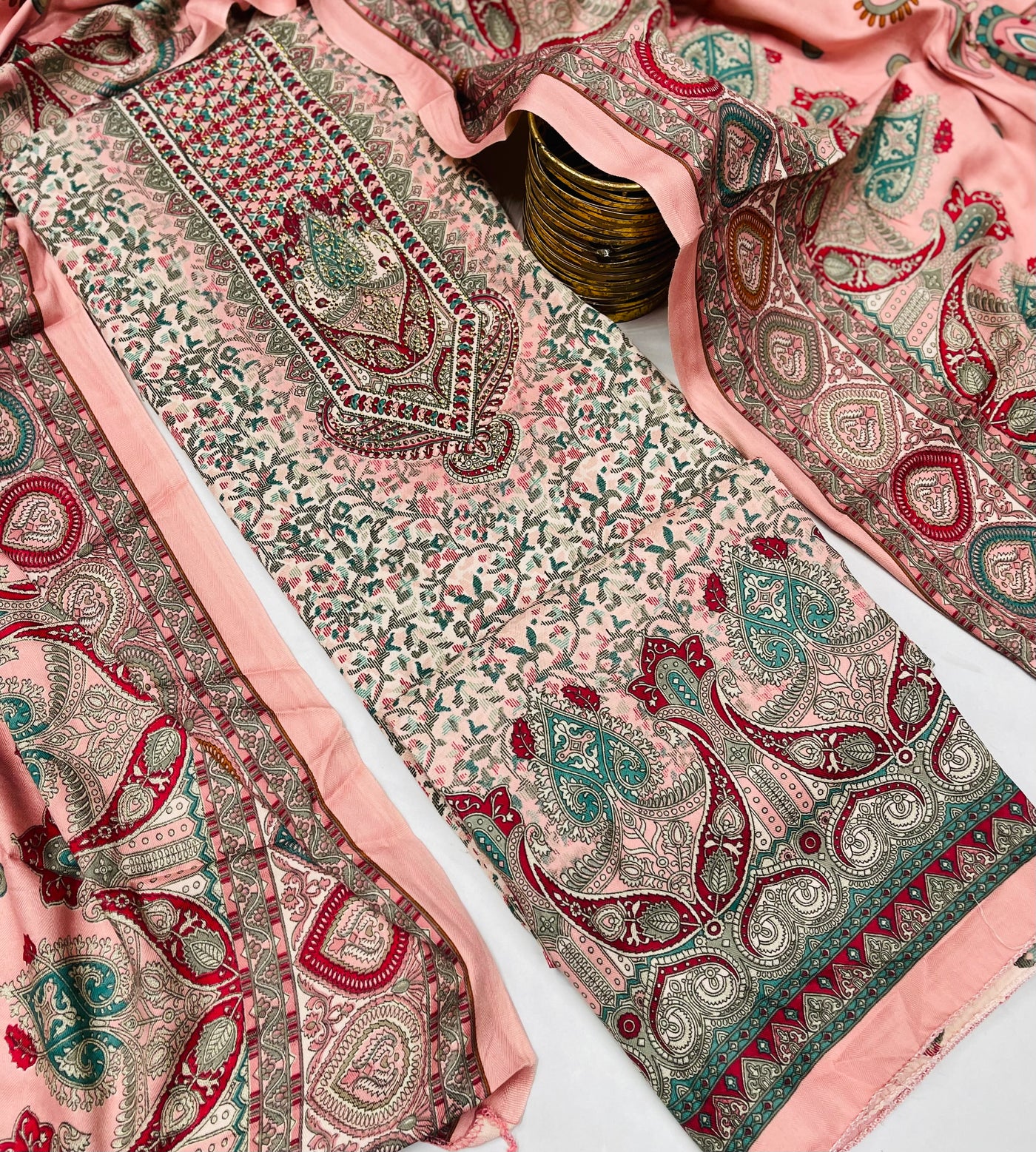 kashmiri  winter kani print Suit