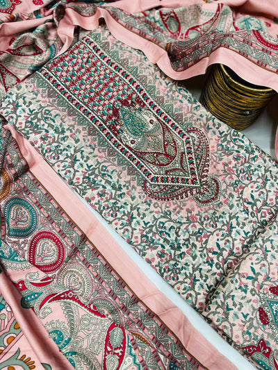 kashmiri  winter kani print Suit