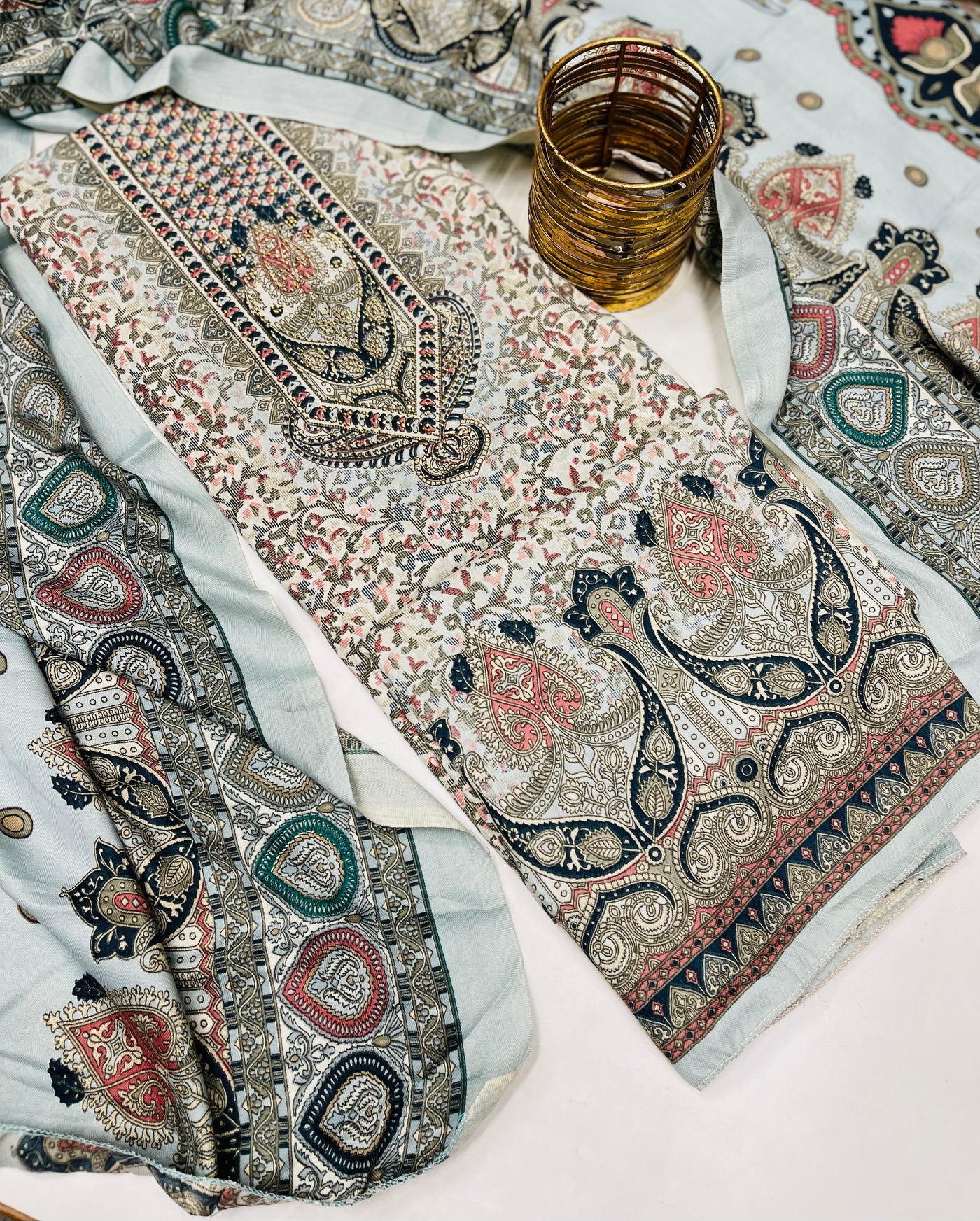 kashmiri  winter kani print Suit