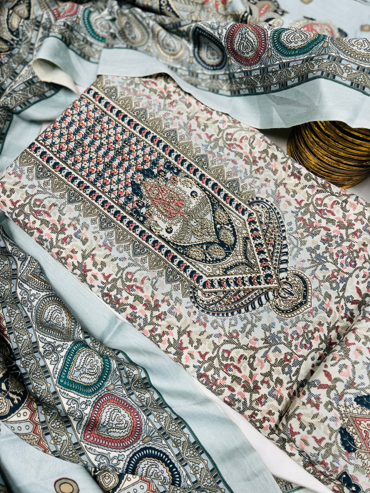 kashmiri  winter kani print Suit