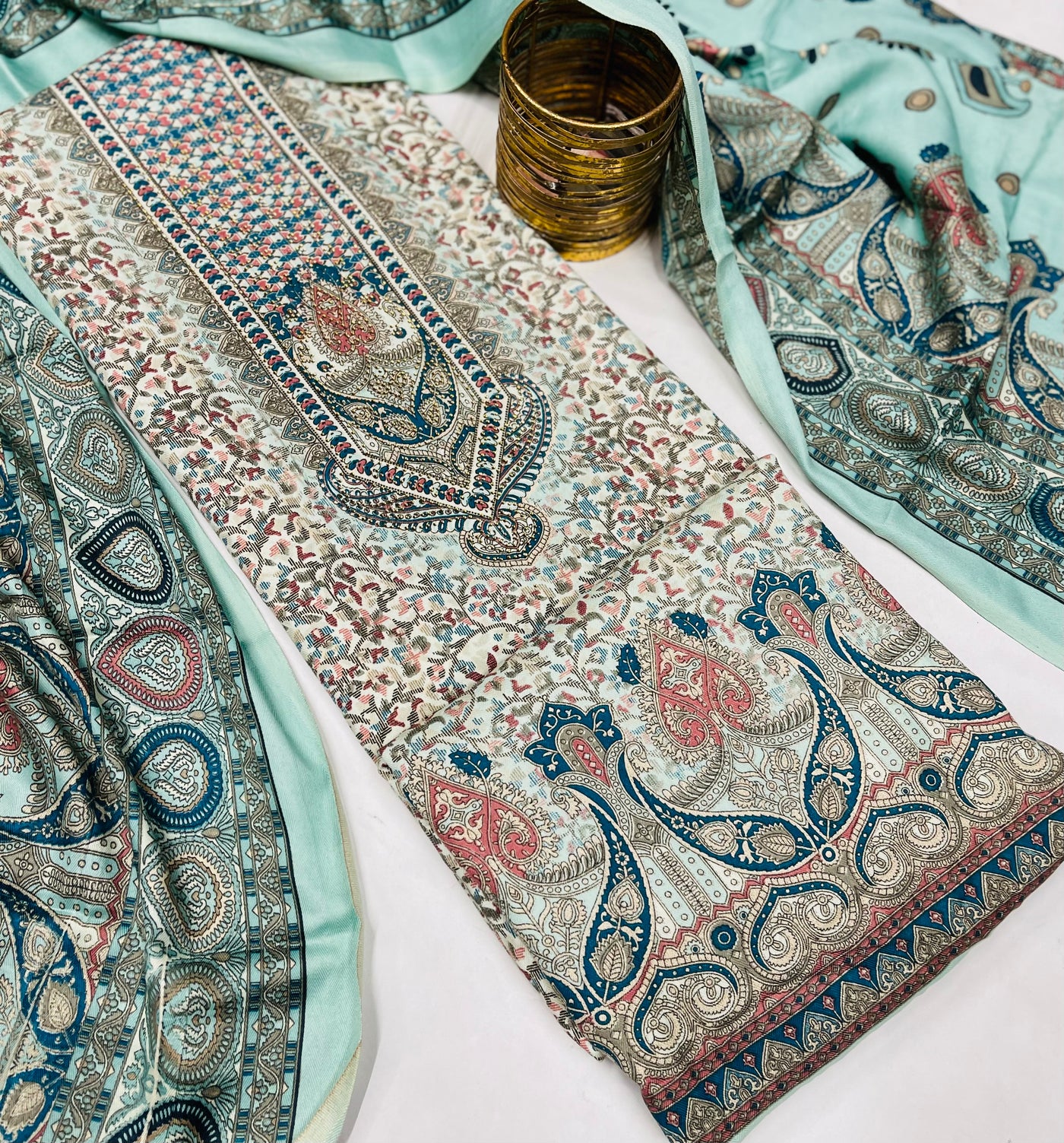 kashmiri  winter kani print Suit