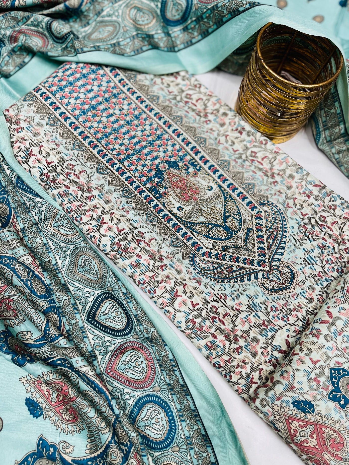 kashmiri  winter kani print Suit