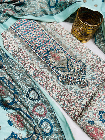 kashmiri  winter kani print Suit