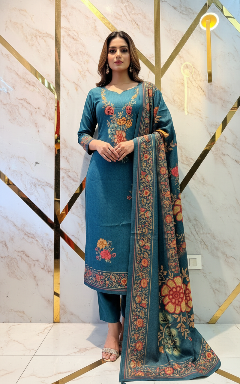 Premium kashmiri  Pashmina kani print Suit