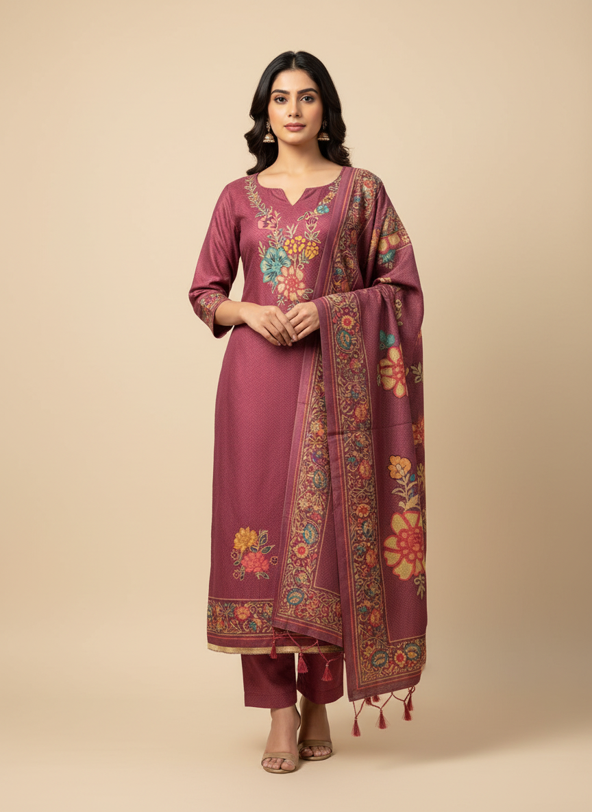 Premium kashmiri  Pashmina kani print Suit
