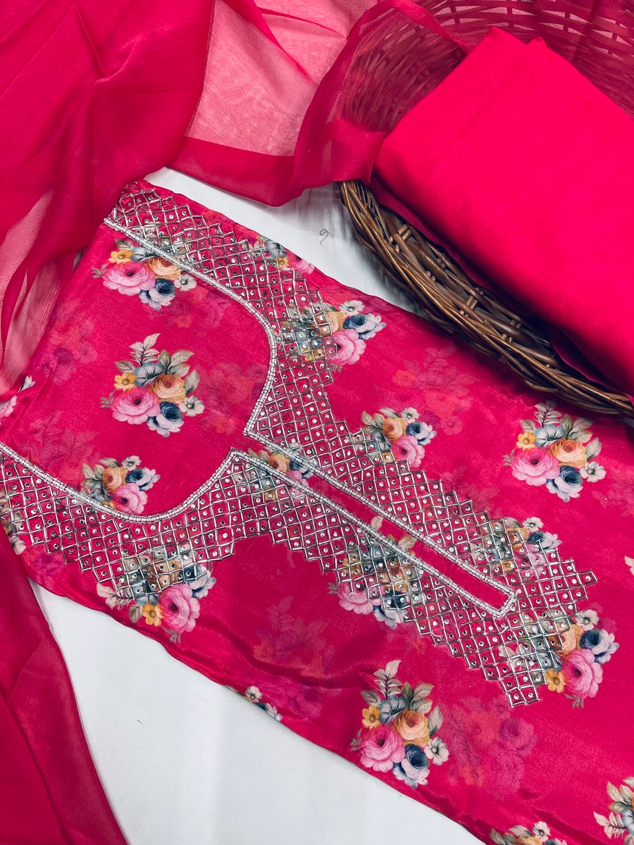 Party wear maslin mirror suit