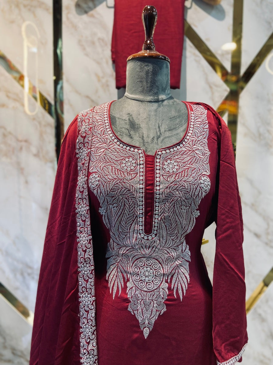 Buy Sozni & Tilla Embroidered Kashmiri Suit, Kashmiri Salwar Kameez, Kashmiri  Embroidery, Punjabi Suit, Wedding Suit, Kashmiri Work Kurta Online in India  - Etsy | Kashmiri suits, Designer salwar suits, Embroidery suits design