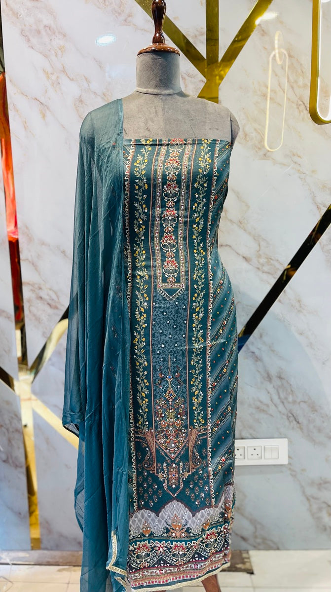 Party wear maslin mirror suit