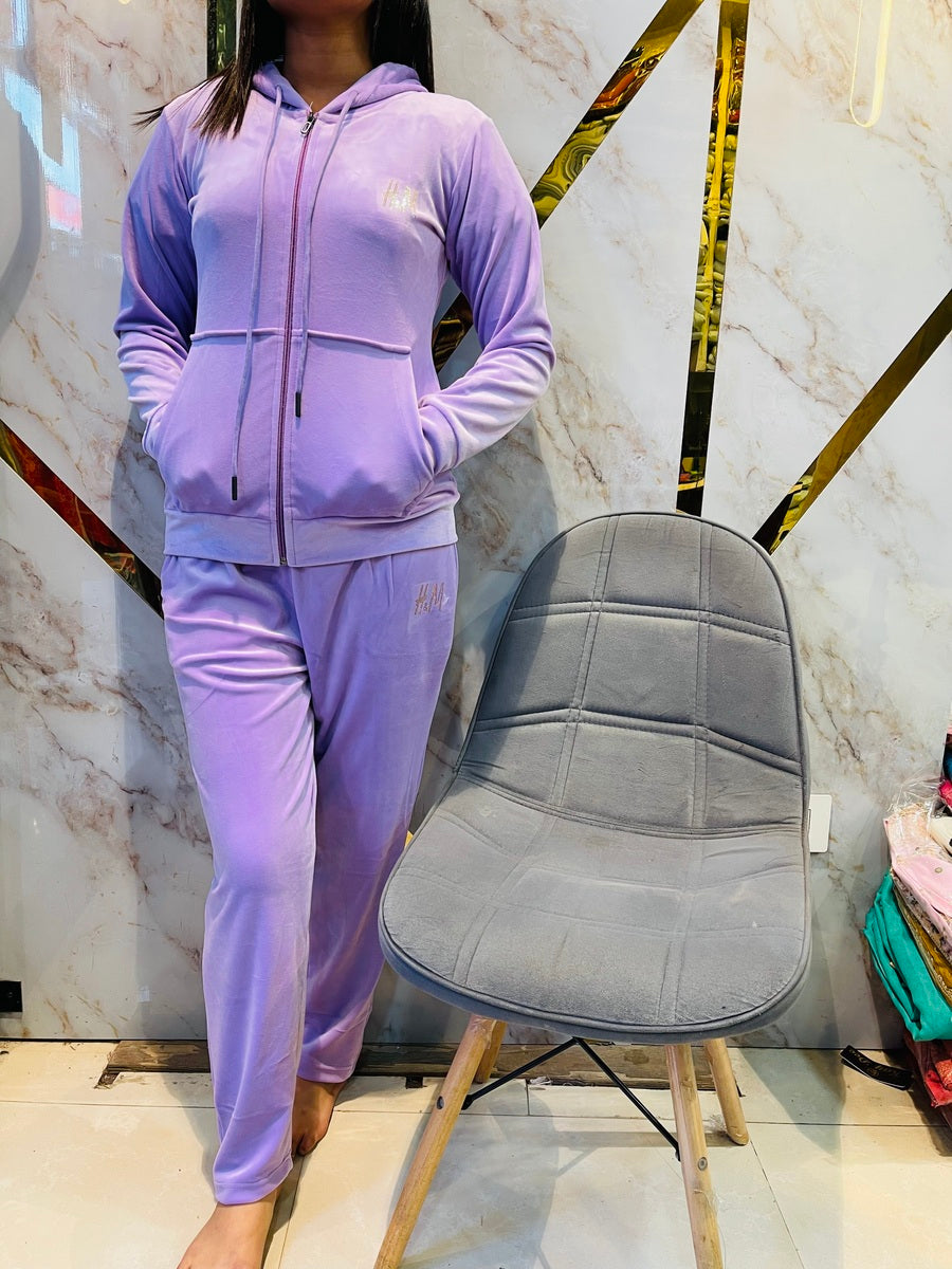 Lavender Suede Tracksuit Womens New XL Lavender Velour Tracksuit