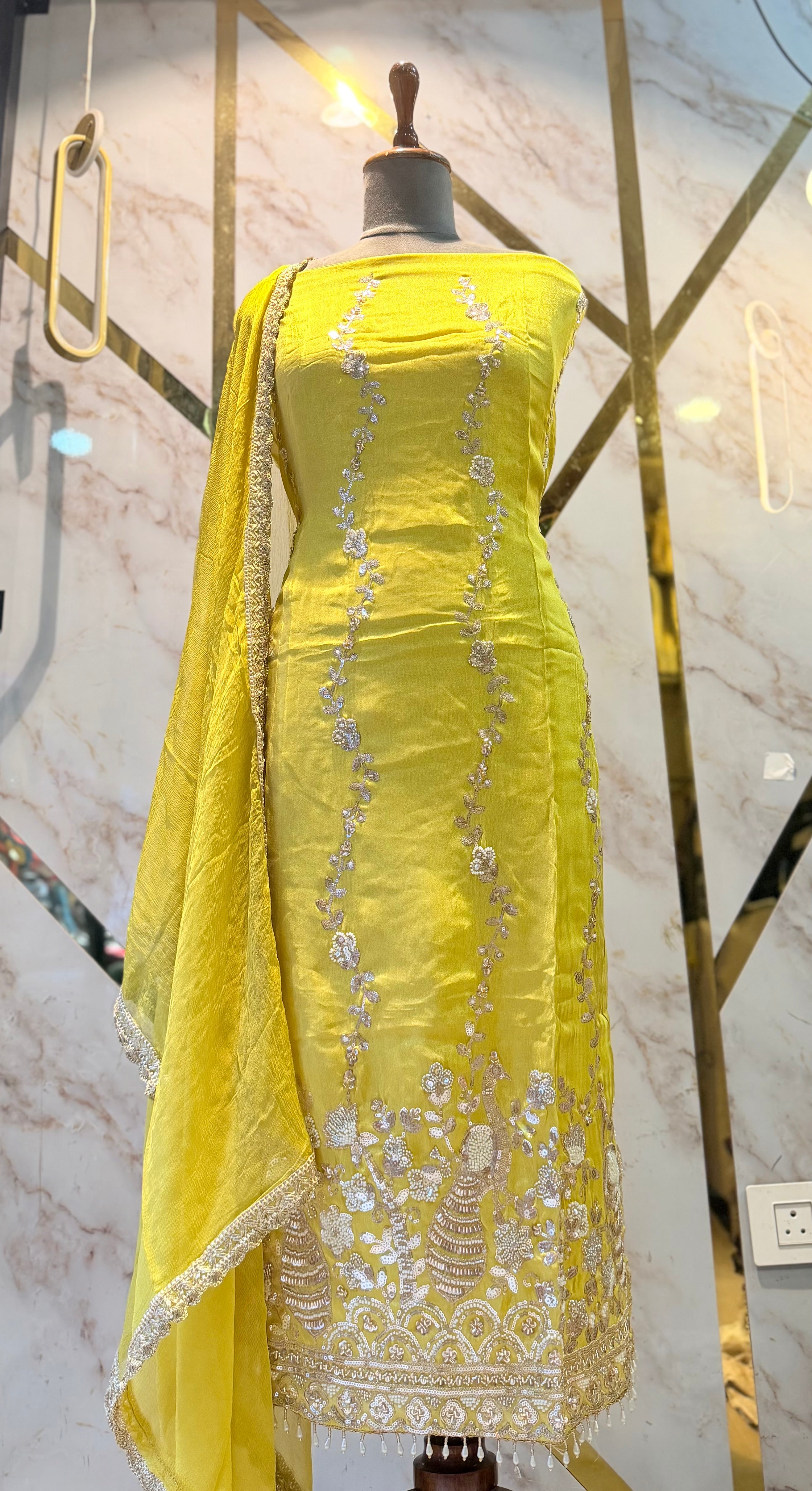 Party wear shimar silk (peacock 🦚)suit – Aur Dikhao.