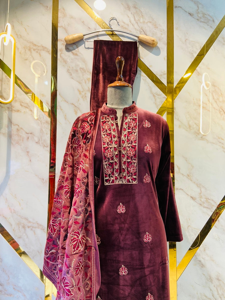 Beautiful velvet ready made suit