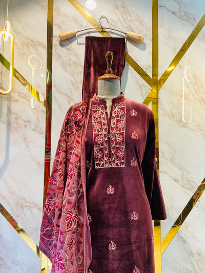 Beautiful velvet ready made suit
