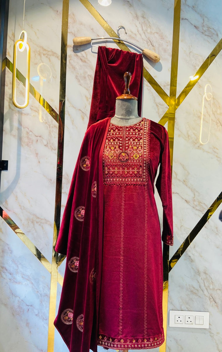 Beautiful velvet ready made suit