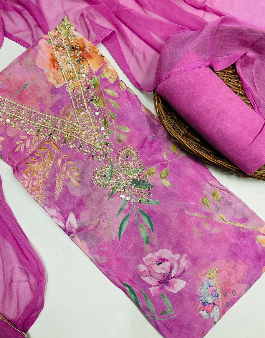 Party wear maslin mirror suit