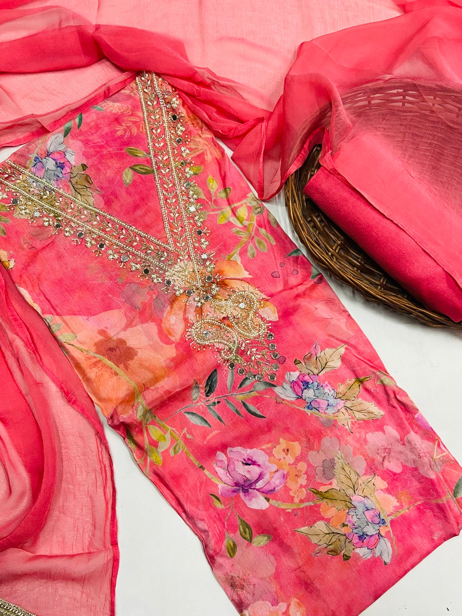 Party wear maslin mirror suit