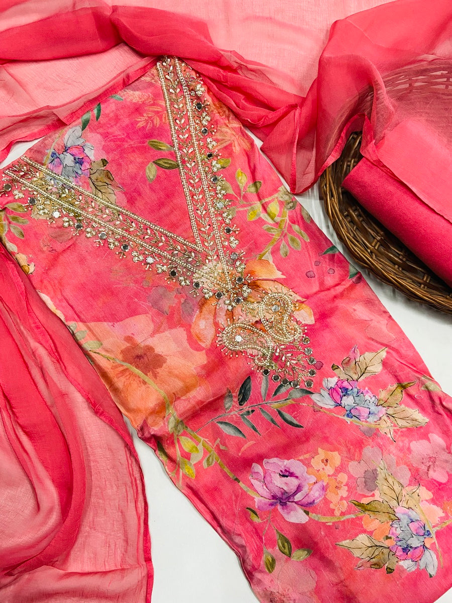 Party wear maslin mirror suit