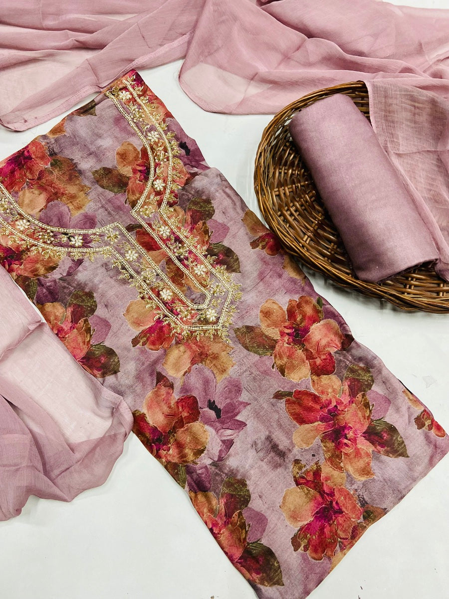 Party wear maslin mirror suit