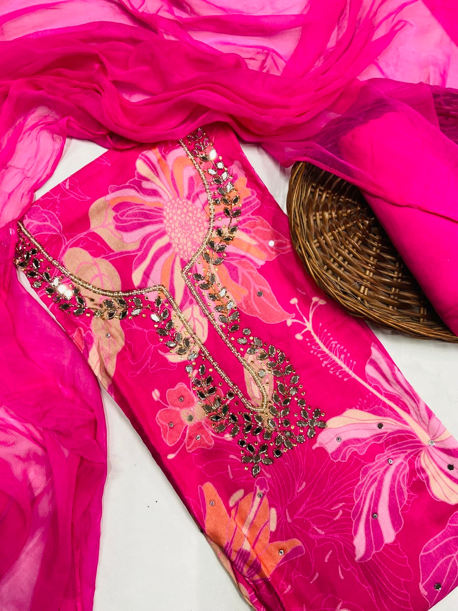 Party wear maslin mirror suit