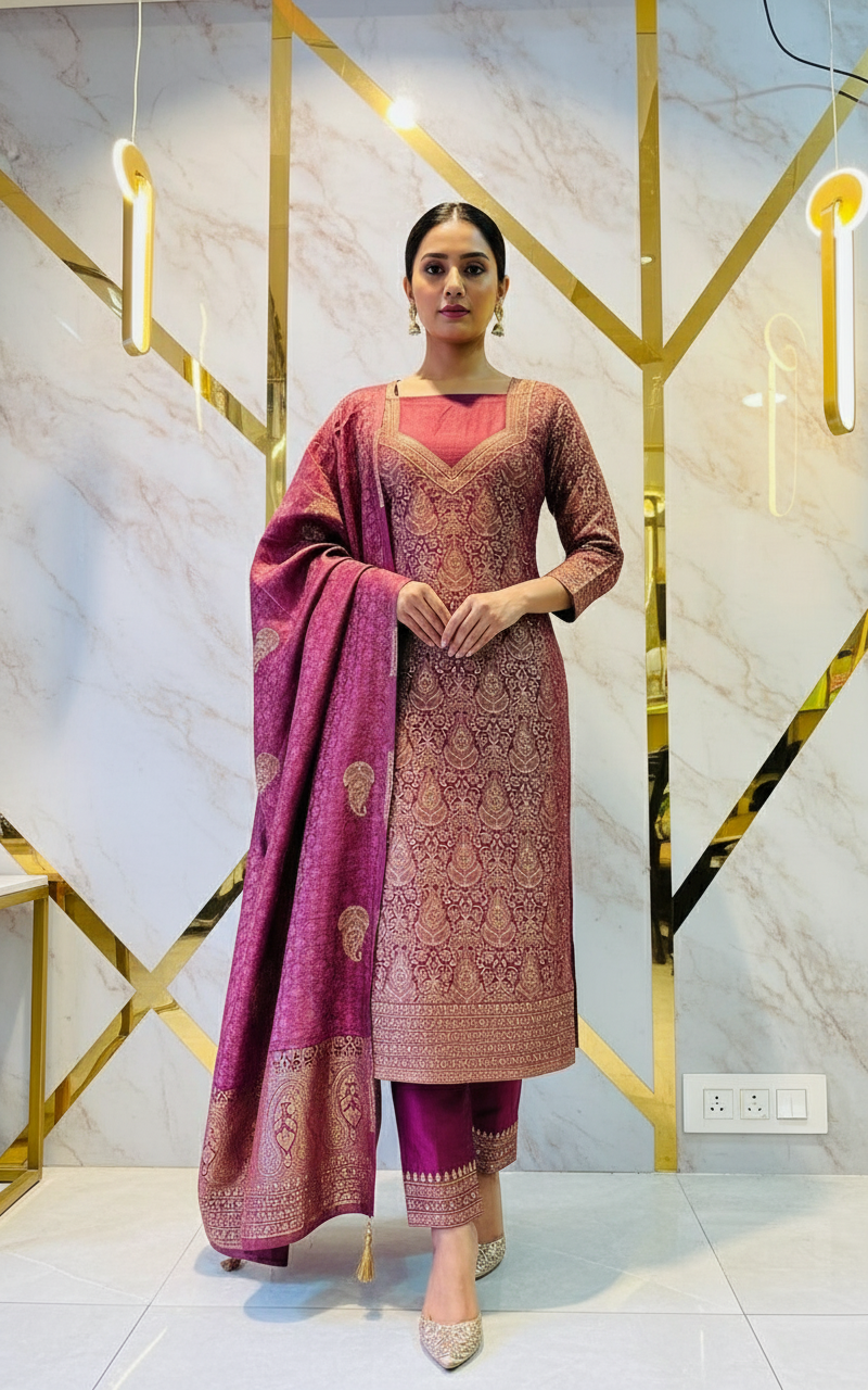 Premium kani Wollen Party Suits (100% Handmade)