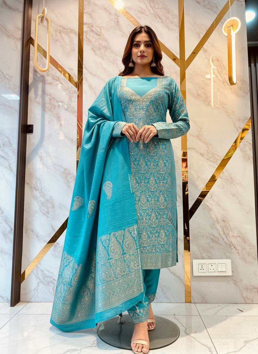 Premium kani Wollen Party Suits (100% Handmade)