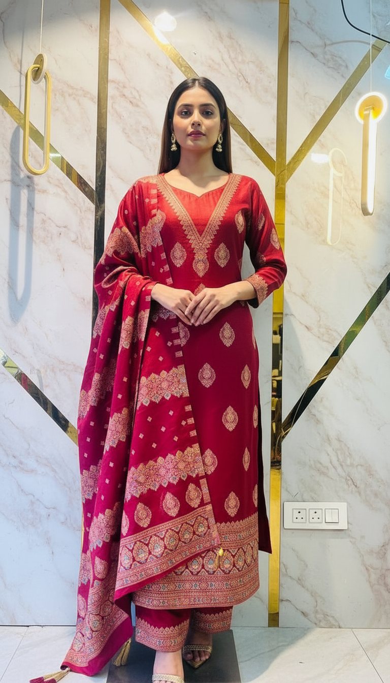 Premium kani Wollen Party Suits (100% Handmade)