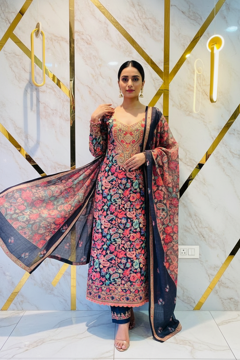 Premium kashmiri  Pashmina kani print Suit